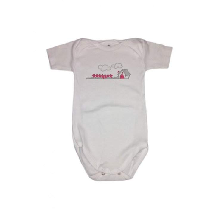 Babybody Unterwäsche Mädchen Halbarm Rapife weiß rosa 6 m