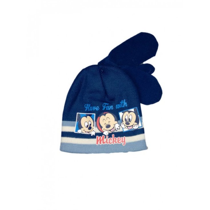 Set 2 Stück Mütze Mütze Fäustlinge Handschuhe Baby Boy Disney Baby Mickey blau Größe 48