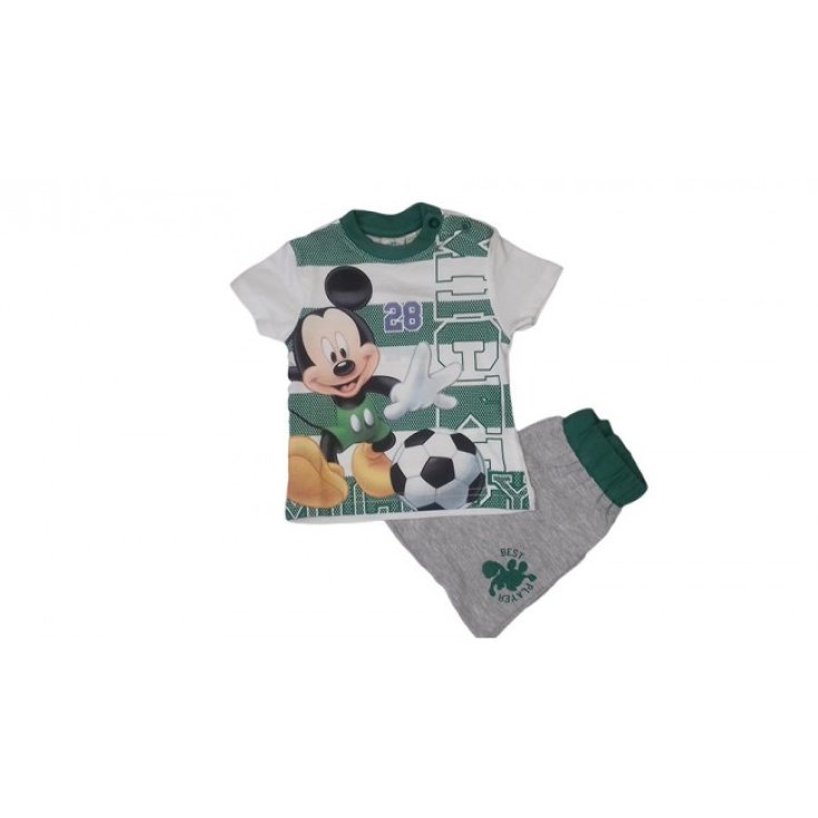 2er Baumwollanzug für neugeborenes Disney Baby Mickey grün grau 3 - 6 Monate