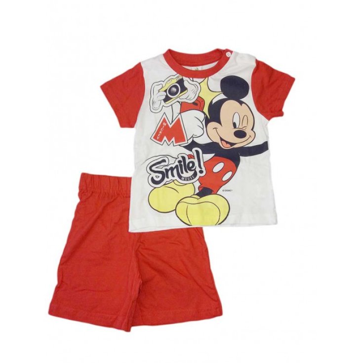 Schlafanzug Jersey T-Shirt Shorts Neugeborenes Disney Baby Mickey rot 24 m