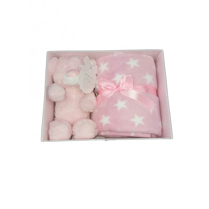 Set 2tlg Geschenkbox Deckenbezug Wiege Kinderwagen Polka Dot mit Plüsch Baby Mädchen T&R rosa TU