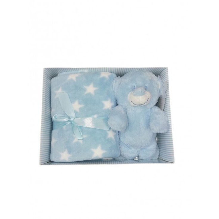 Set 2tlg Geschenkbox Deckenbezug Wiege Kinderwagen Polka Dot mit Plüsch Baby Newborn T&R Sky TU