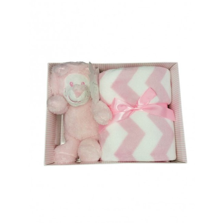 Set 2 Stück Geschenkbox Decke Abdeckung Wiege Kinderwagen Linien mit T&R rosa Baby Mädchen Plüsch TU