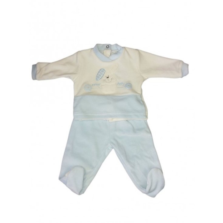 2-teiliger Chenille-Anzug für Jungen Pastellcreme-Beige 0 - 1 Monat