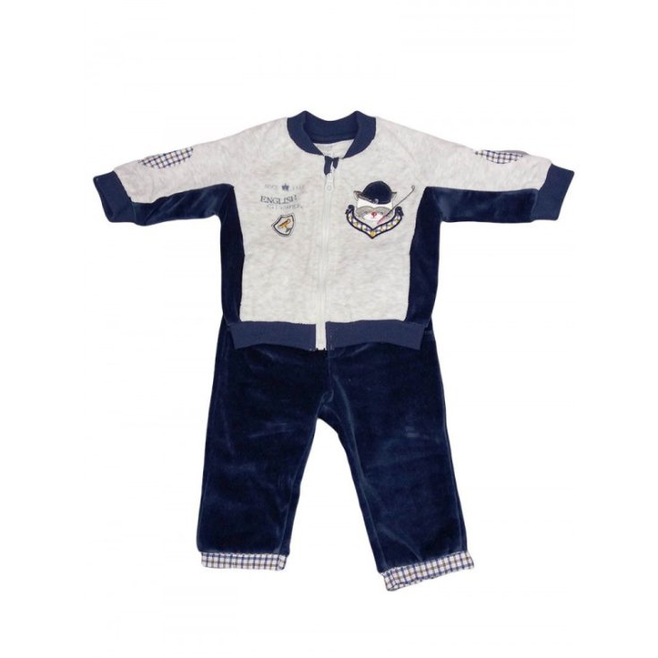 Komplett 2 Stück Chenille Baby Junge Ellepi grau blau 9 m