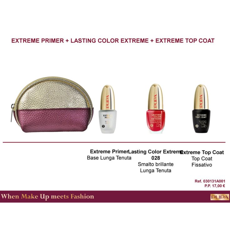 Box 2018 Pupa Kit Lasting Color Extreme & Primer & Top Coat Gel Ref. 0839