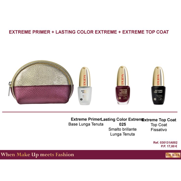 Box 2018 Pupa Kit Lasting Color Extreme & Primer & Top Coat Gel Ref. 0846