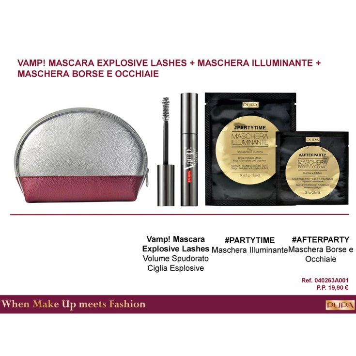 Box-Set 2018 Pupa Kit Vamp! Explosive Mascara & Illuminating Mask & Maskenbeutel und Augenringe Ref. 0686