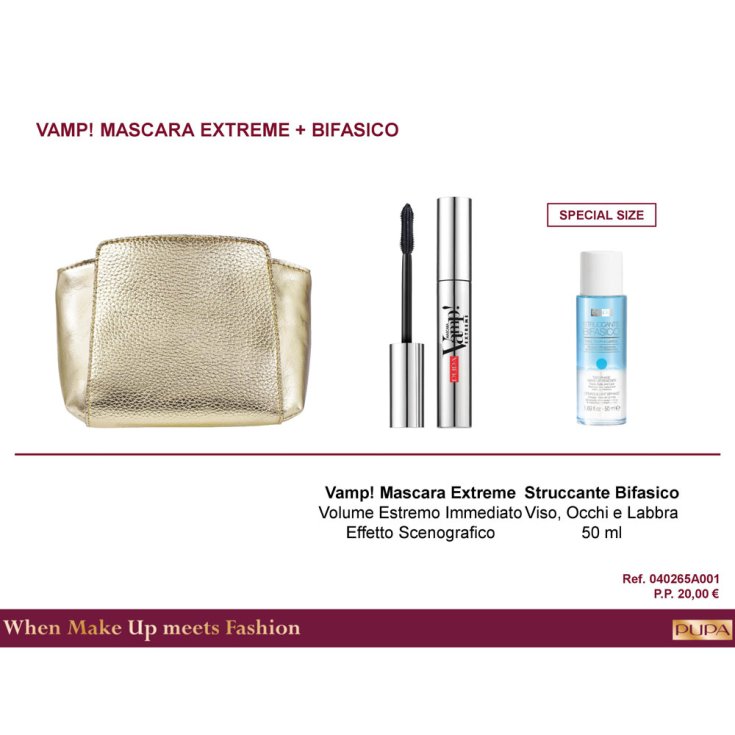 Box 2018 Pupa Kit Vamp! Extreme Mascara & Biphasic Shimmer Ref. 0730