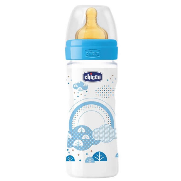 Chicco Well-Being Babyflasche Gummi PP Medium Flow Blau 2m + 250ml