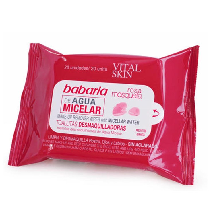 Babaria Vital Haut-Make-up-Entferner-Tücher mit mizellarem Wasser, Packung 20 Einheiten
