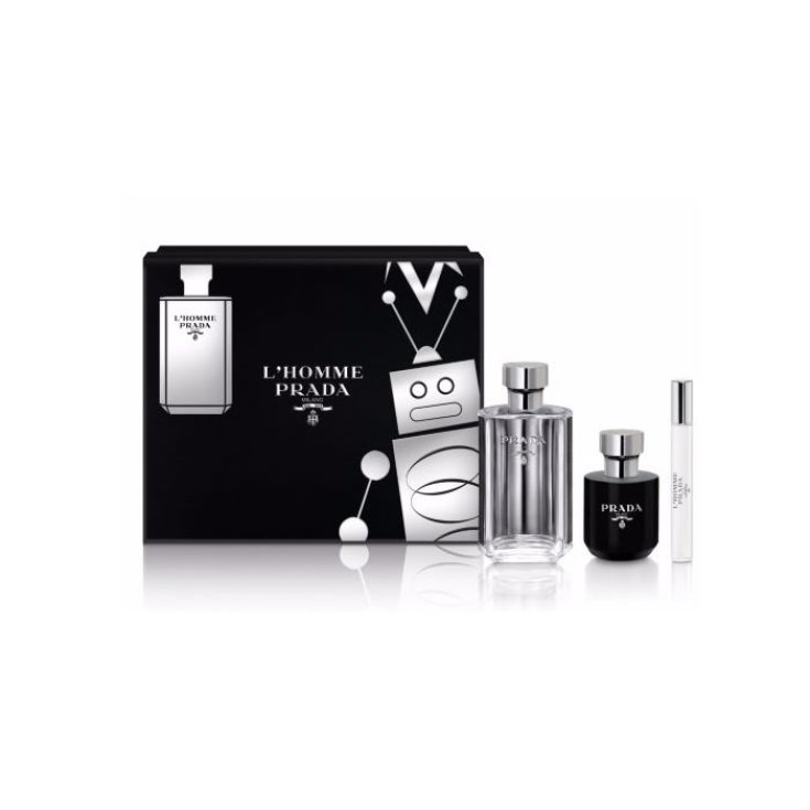 L'Homme De Prada Eau de Toilette Spray 100ml Set 3 Teile 2017 L'Homme De Prada Eau de Toilette Spray 100ml Set 3 Teile 2017