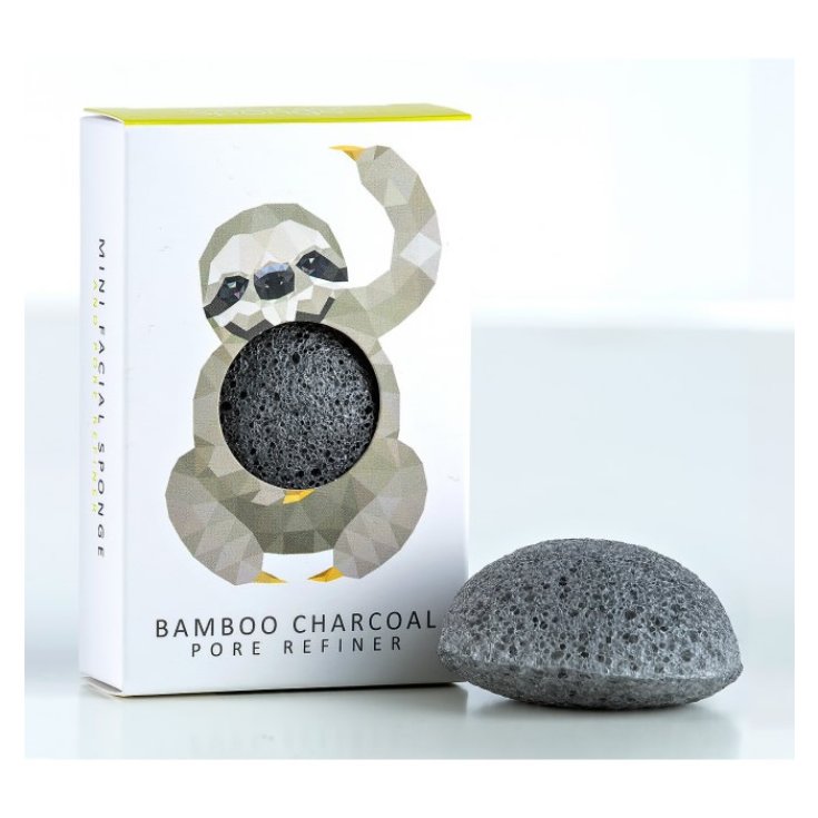 The Konjac Rainforest Sloth Mini Face Puff Bamboo Charcoal