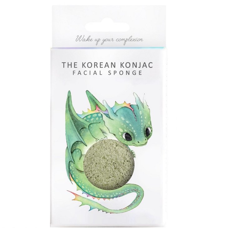 The Konjac Mythical Dragon Sponge Box und Hook Green Clay