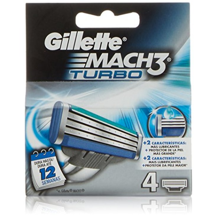 * GILLETTE MACH 3 TURBO BLÄTTER X 4 ST