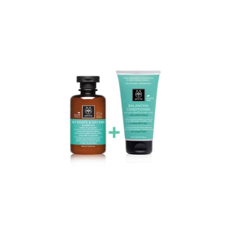 Apivita Pack Shampoo Fat Roots und Dry Tips 250ml + Spülung