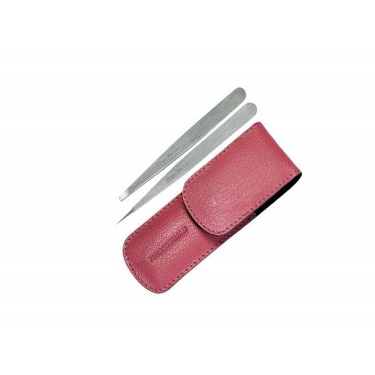 Tweezerman Pink Leather Case Slant and Point Set 2 Pieces