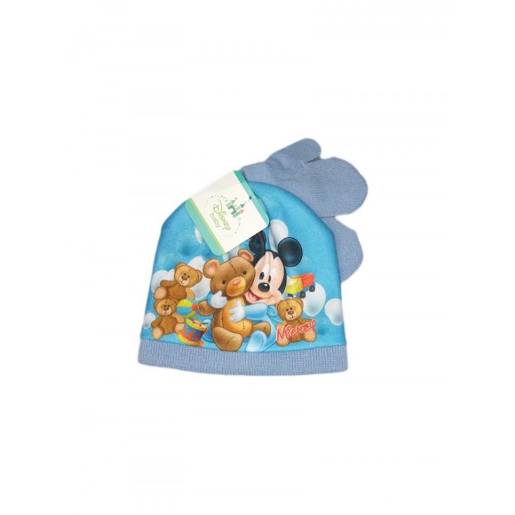 Set 2 Stück Mütze Mütze Fäustlinge Handschuhe Baby Boy Disney Baby Mickey Sky Größe 48