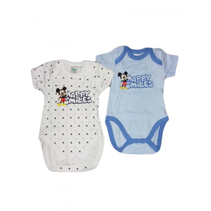 Bi-Pack-Bodysuit für Jungen mit halben Ärmeln Disney Baby Mickey 18 m