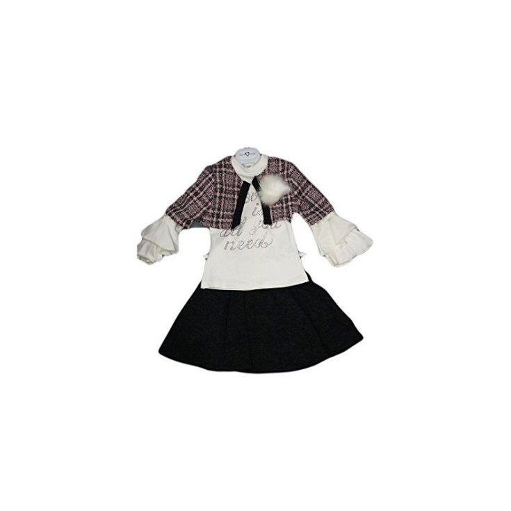 3-teiliges Baby-Mädchen-Outfit, Strickrock und Jacke Made in Italy 3A