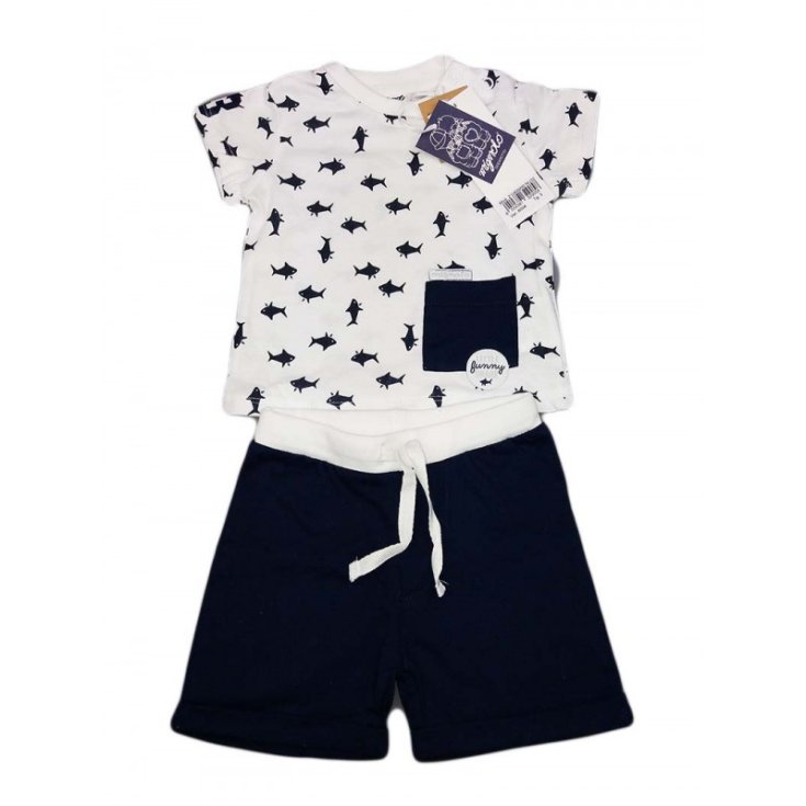 Set aus T-Shirt und Shorts für neugeborenes Baby Dodipetto Kleiner Finger blau 9 m