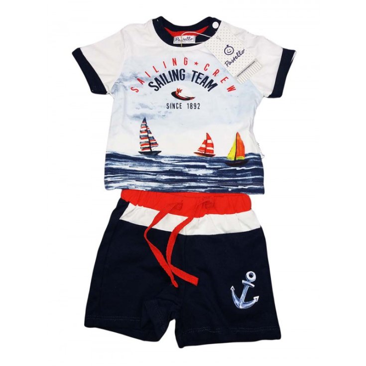 T-Shirt-Shorts-Set für neugeborene Jungen Pastellblau 12-18 Monate