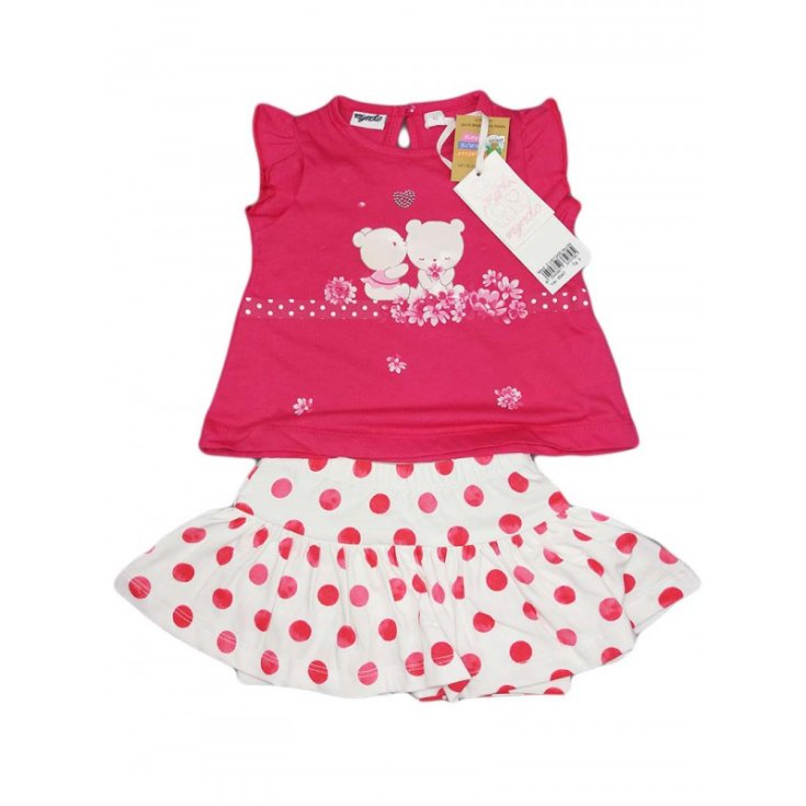 Neugeborenes Baby Mädchen T-Shirt Rock Set Dodipetto Pinky weiß fuchsia 6 m