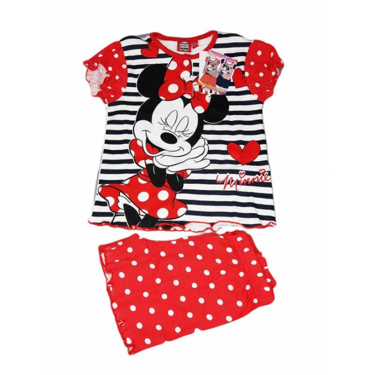 Schlafanzug Jersey T-Shirt Shorts Baby Mädchen Disney Minnie Mouse rot 4A