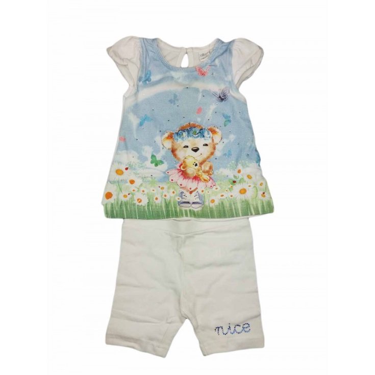 Neugeborenes Mädchen T-Shirt Shorts Set Ellepi weiß 6 m