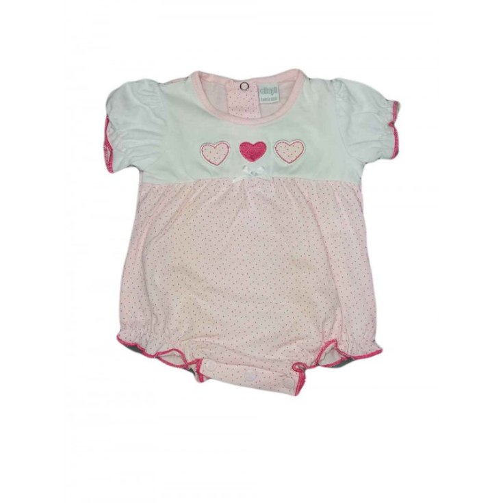 Baby Strampler Baby Mädchen Halbarm Ellpi weiß rosa 1 m