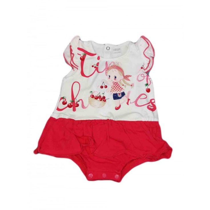 Strampler Kleid Strampler Baby Mädchen ärmellos Ellpi weiß rot 3 m