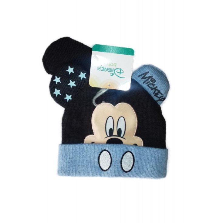 Set 2 Stück Disney Mickey blau Baby Fäustlinge Mütze Größe 50