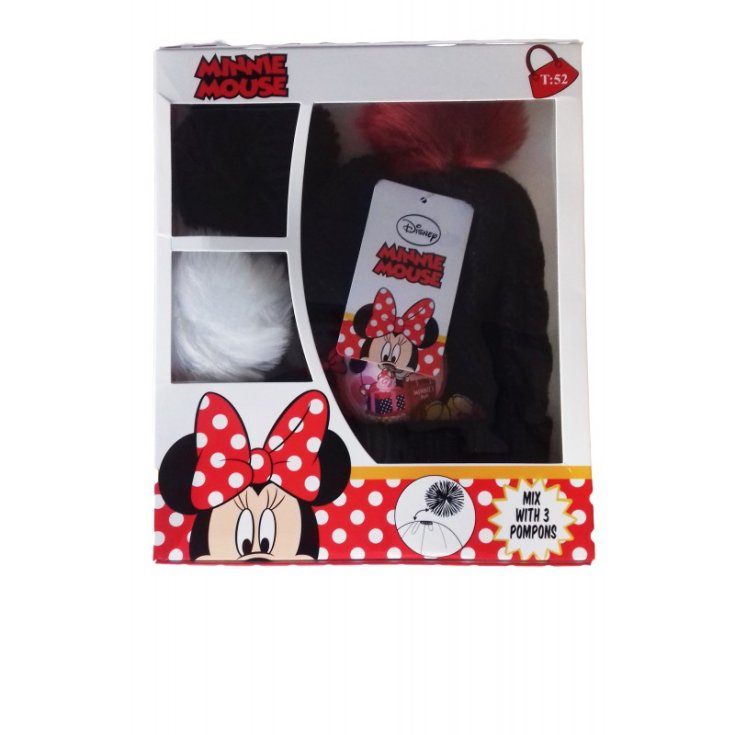 Disney Minnie 3 Pompons schwarzer Mädchenhut Größe 52