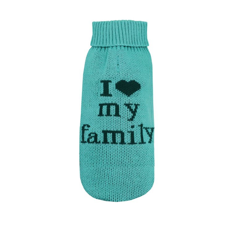 RECORD-SWEATER I LOVE MY FAMILY BLUE