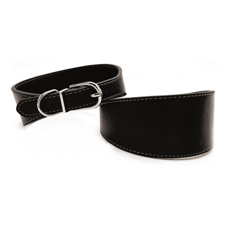 RECORD-Halsband aus massivem schwarzem Öko-Leder
