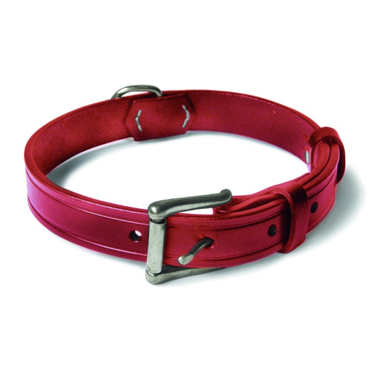 RECORD ROTES GENÄHTES LEDERHALSBAND 3X60 C