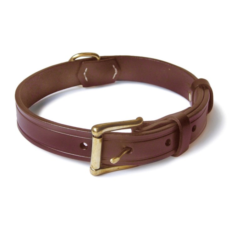 RECORD-HALSBAND AUS BEIGEM GENÄHTEM LEDER 3,5X65