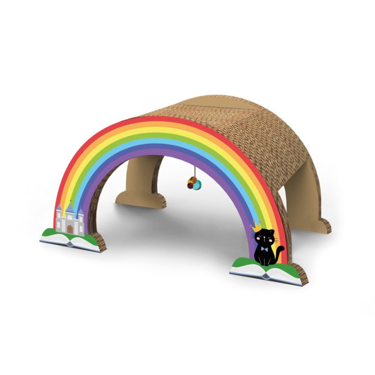 Kratzbaum aus Pappe – Regenbogen